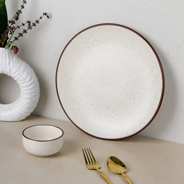Creme Matte Ceramic Dinner Set 12 Piece for Family of 6