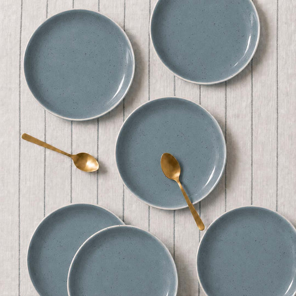 Organic Grey Ceramic Quarter Plates - Set of 6