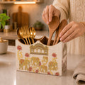 Regal Elephant Wooden 2-Section Cutlery Holder