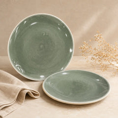 Organic Green Ceramic Quarter Plates - Set of 2