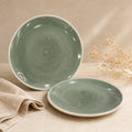 Organic Green Ceramic Quarter Plates - Set of 2