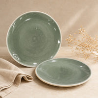 Organic Green Ceramic Quarter Plates - Set of 2