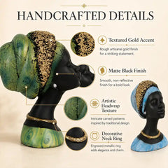 Regal Noir & Gold Sculptural Bust Duo