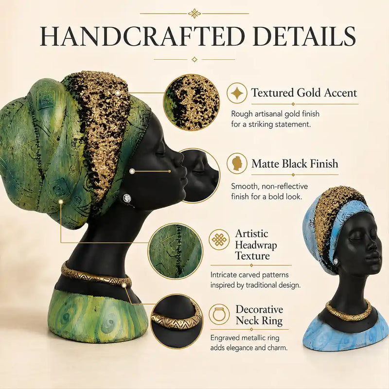 Regal Noir & Gold Sculptural Bust Duo