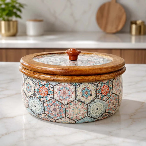 Medina Mango Wood Roti Casserole with Lid | 1600ML