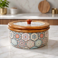 Medina Mango Wood Roti Casserole with Lid | 1600ML