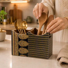 Royal Heritage Wooden 2-Section Cutlery Holder