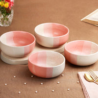 Tritone Pink Matte Ceramic Mixing Bowl Set of 4 – 500ML