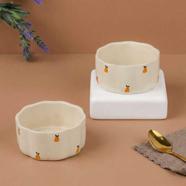 Cream Pear Ceramic Vegetable Bowl Set of 6 (250ML)