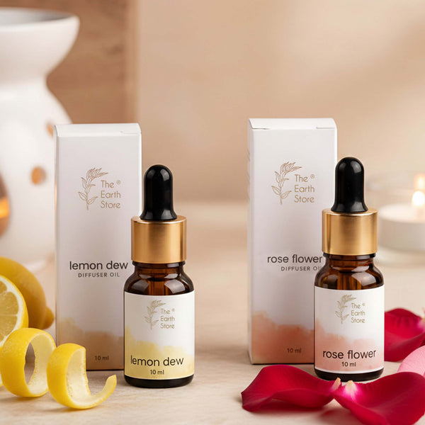 Lemon Dew & Rose Aroma Diffuser Oil Set (10ml Each) – Energizing Floral Duo