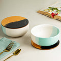 Green Matte Ceramic Bowl Set of 2 – 500ML with Lid