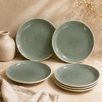 Organic Green Ceramic Quarter Plates - Set of 6