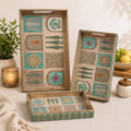 Mughal Heritage Wooden Serving Tray Set of 3