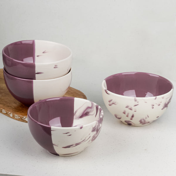 Dual Tone Magenta Italian Ceramic Bowl Set of 4 – 580ML