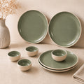 Organic Green Ceramic Dinnerware Set - 8 Pieces