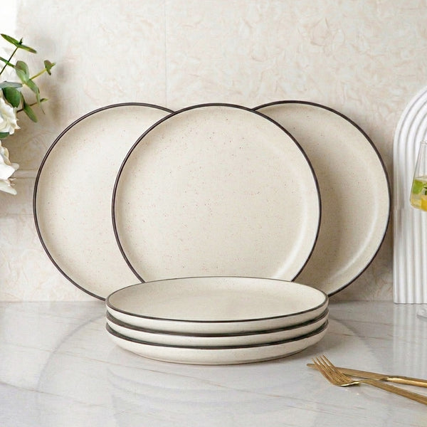 Creme Matte Ceramic Dinner Plates Set of 6