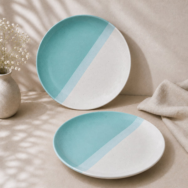 Tritone Green Matte Ceramic Set of 2 Dinner Plates