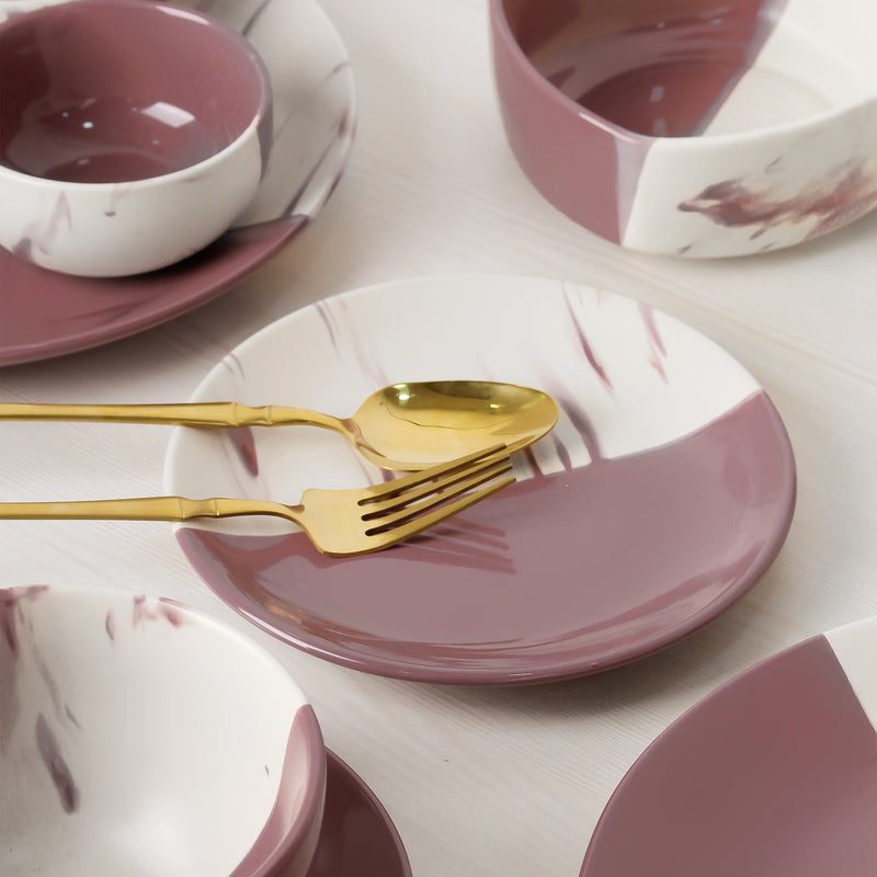 DT Magenta Italian Ceramic Dinner Set of 12 Pieces Serving for 6