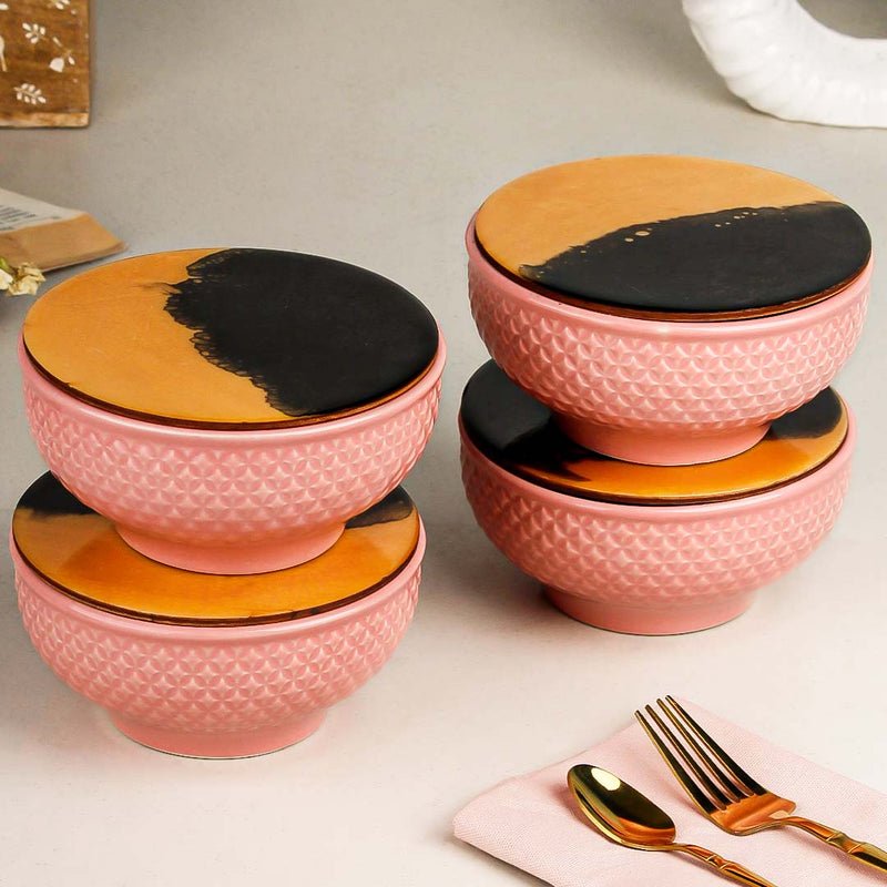 Pink Star Ceramic Bowl Set – 580ML