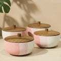 Magenta Italian Ceramic Bowl Set of 4 – 580ML with Lid