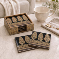 Royal Heritage Wooden Coaster Set of 6 with Holder
