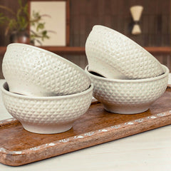 Cream Star Ceramic Bowl Set of 4 – 580ML