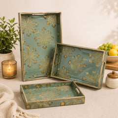 Emerald Heritage Wooden Serving Tray Set of 3