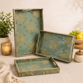 Emerald Heritage Wooden Serving Tray Set of 3