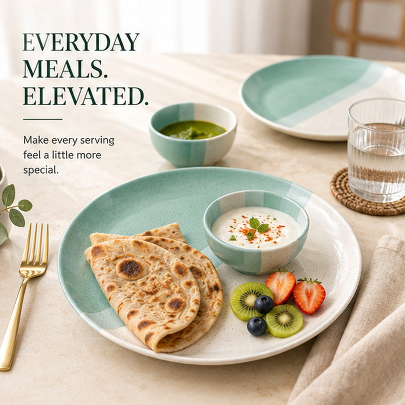 TT Green Matte Ceramic Dinner Set - 8 pieces