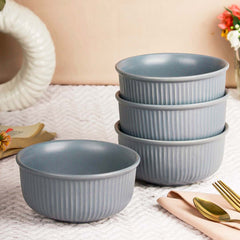 Grey Fringe Ceramic Bowl Set of 4 – 550ML