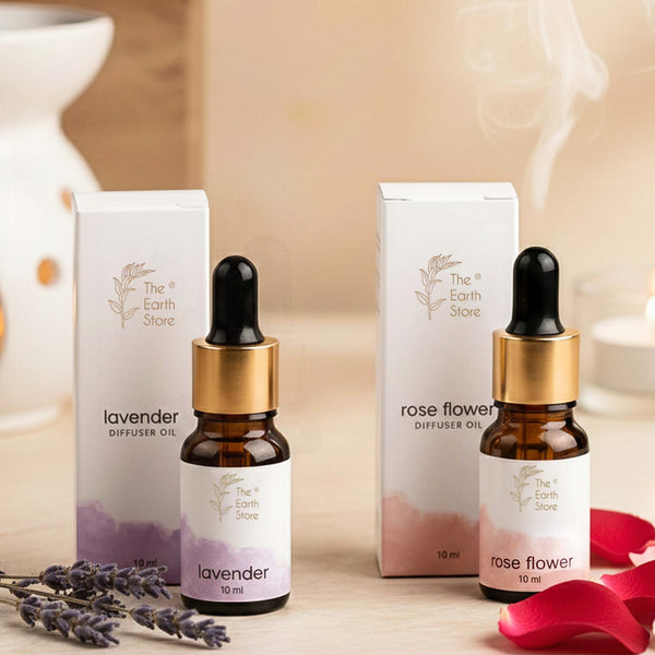 Lavender & Rose Aroma Diffuser Oil Set (10ml Each) – Soothing Floral Harmony