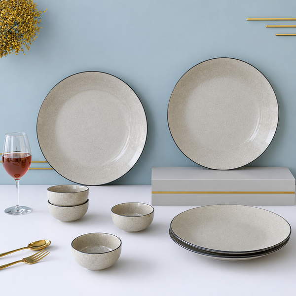 Grey Marble Ceramic Dinner Set - 8 pieces