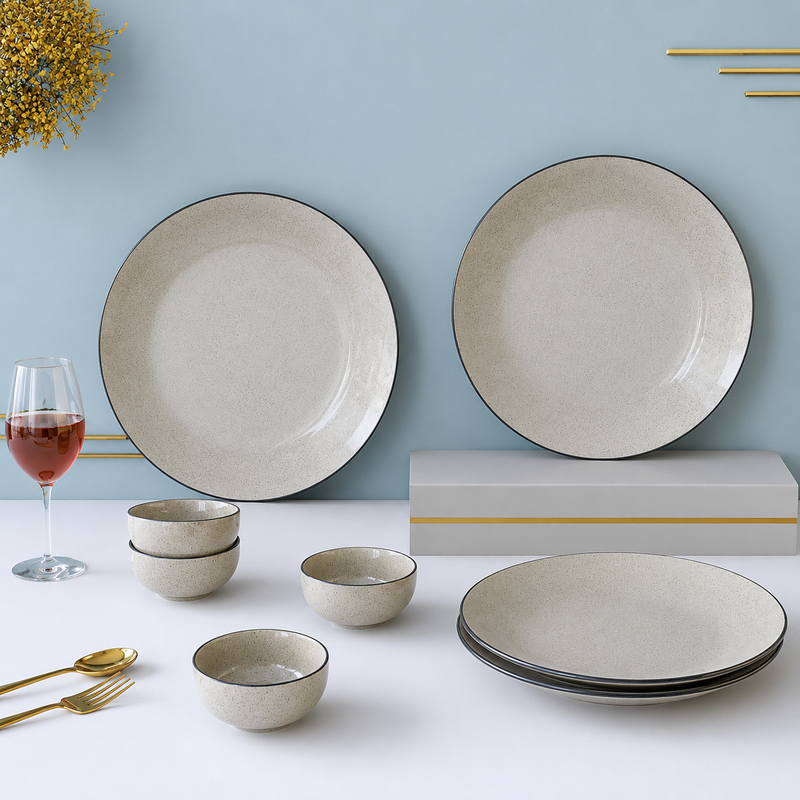 Grey Marble Ceramic Dinner Set - 8 pieces