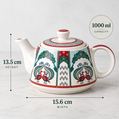 Handcrafted Ceramic Tea Set with Serving Trays – 10 Piece