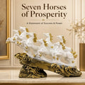 Majestic White & Gold Galloping 7 Horse Sculpture