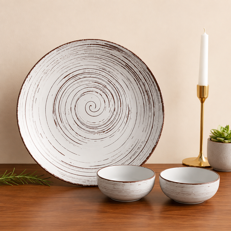 Brown Spiral Dinner Set of 2