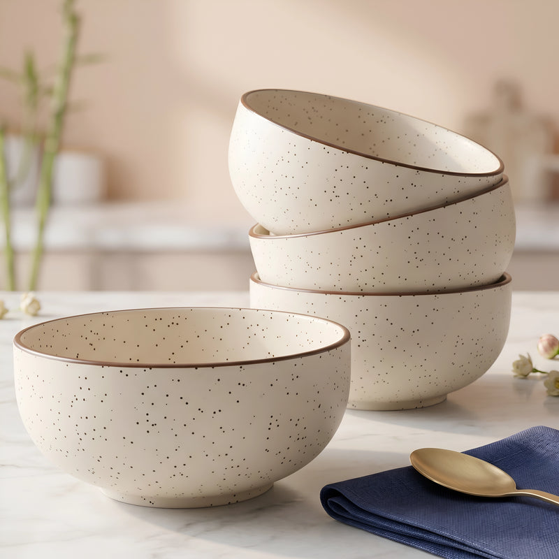 White Marble Ceramic Snack Bowls Set of 4