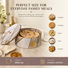 Geometric Elegance Wooden Casserole with Lid - 1800 ml