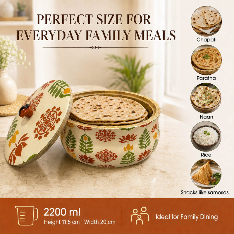 Wooden Leaf-Design Dome Lid Casserole