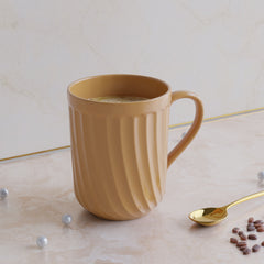 Caramel Grooved Ceramic Mugs Set of 6 (350ML) – Microwave Safe