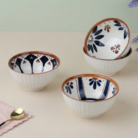 Blue Oriental Ceramic Bowl Set of 4 - 300ml