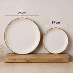 White Matte Brown Ceramic Dinner Set of 18 Pieces