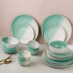 TT Green Matte 21-Piece Ceramic Dinner Set For 6