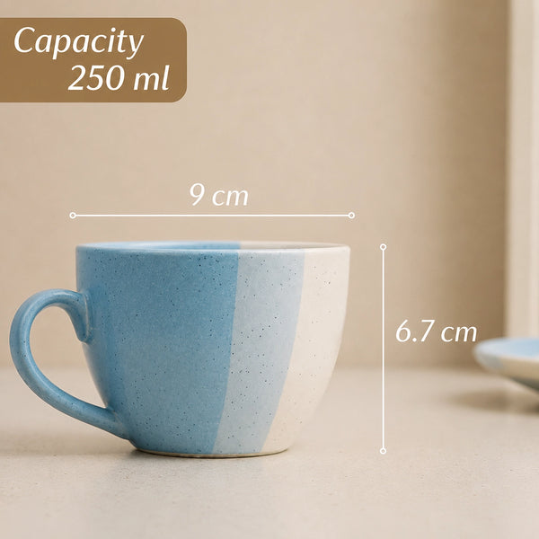 TT Blue Ceramic Tea Cup Set of 2, 250ML