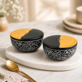 Black Artvine Ceramic Snack Bowl Set of 2 – 500ML with Lid