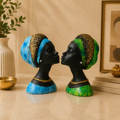 Regal Noir & Gold Sculptural Bust Duo