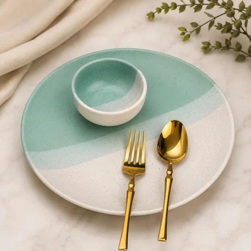 TT Green Matte Ceramic Dinner Set - 8 pieces