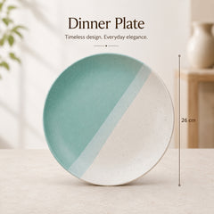 Tritone Green Matte Ceramic Set of 2 Dinner Plates