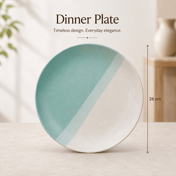 Tritone Green Matte Ceramic Set of 2 Dinner Plates