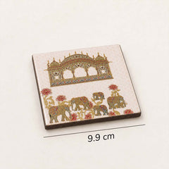 Regal Elephant Wooden Coaster Set of 6 with Holder
